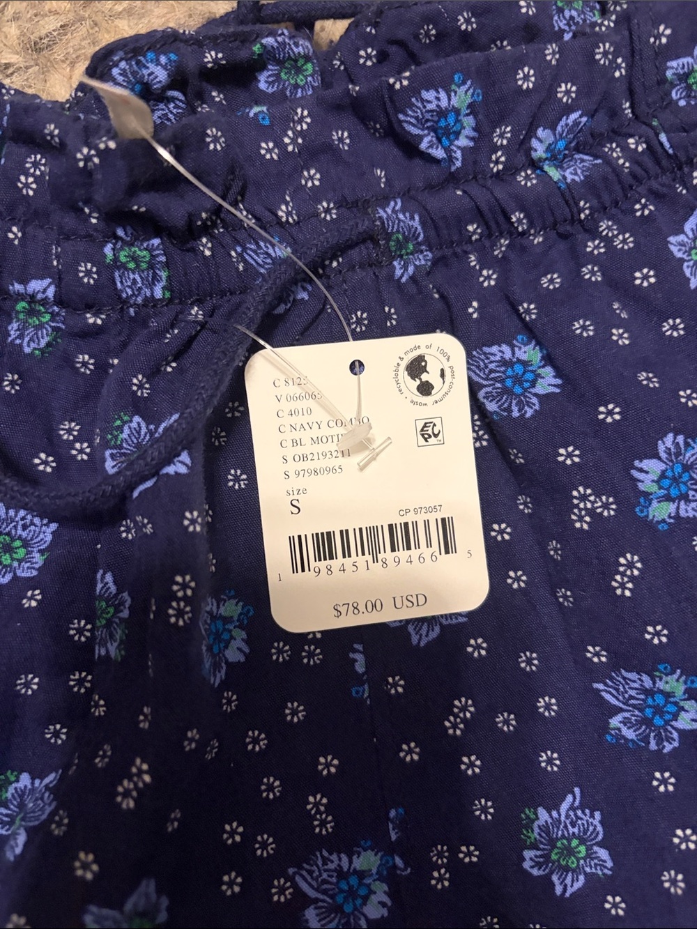 Free people Women's Navy Blue Floral Ruffle Shorts - Picture 2 of 5